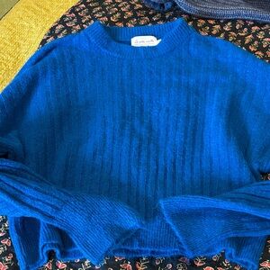 Anthropologie FRNCH bright blue alpaca sweater small medium